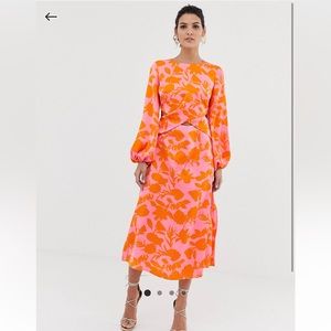 Asos design wrap front midi dress with cutout in floral print
